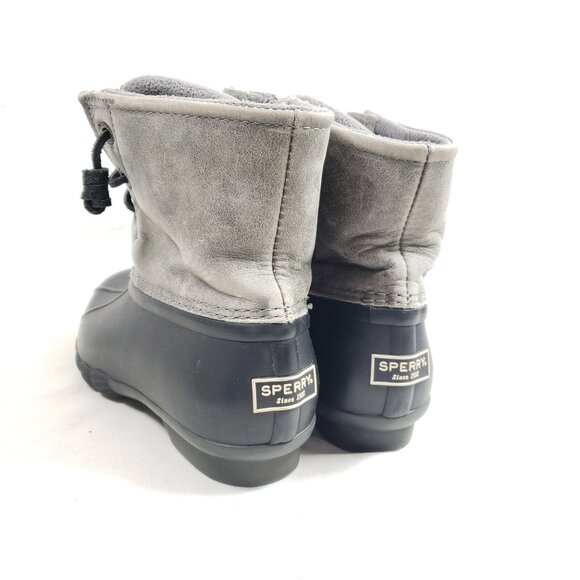 Sperry Women's Size 5 Saltwater Rubber Duck Boots Black Gray Lined - Picture 5 of 9